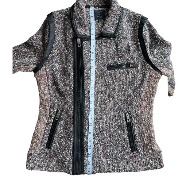 RAG & BONE Hart Tweed Biker Moto Jacket Pink/Ivory/Black,  Leather Trim, Med. - Picture 9 of 13